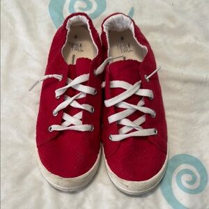 Time and Tru Red Canvas Sneakers Casual Lace-Up